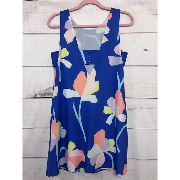 Crosby by Mollie Burch Blue Floral Printed Mini Shift Dress Size SM - Picture 7 of 8